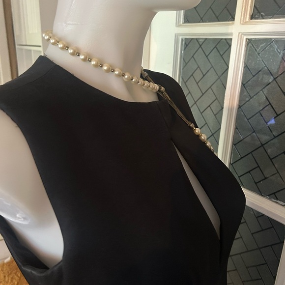 L'AGENCE Trapeze Black Backless A Line Dress Low Cut Keyhole - Picture 7 of 15